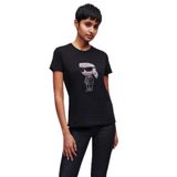 KARL LAGERFELD, Karl Lagerfeld Baskılı Kadın T-Shirt, Siyah, M, 230W1770