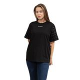 Karl Lagerfeld Logo Boucle Relaxed Kadın Bisiklet Yaka T-Shirt, Siyah, M