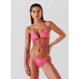 Karl Lagerfeld logolu üçgen bikini, Parlak Pembe, M
