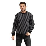 Karl Lagerfeld Monogram Erkek Bisiklet Yaka Sweatshirt, Siyah/Gri, L Beden
