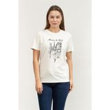Karl Lagerfeld Paris Sketch Street Bisiklet Yaka T-Shirt Krem, L, A4W17087, Cannoli Cream, Kadın
