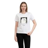 Karl Lagerfeld Portrait Kadın Bisiklet Yaka T-Shirt, Beyaz, XS
