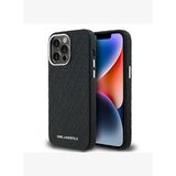 Karl Lagerfeld PU Deri Damgalı Metal Yazı Logolu iPhone 14 Pro Max Kılıf