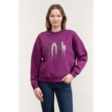 Karl Lagerfeld Rhinestone Bisiklet Yaka Sweatshirt, S, 236W1807, Mor, kadın