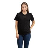 Karl Lagerfeld Rhinestone Rain Kadın Bisiklet Yaka T-Shirt, Siyah, S