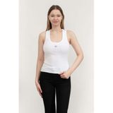 Karl Lagerfeld Ribbed Tank Top Kolsuz T-Shirt, S, B1W17015, Beyaz, Kadın