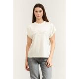 Karl Lagerfeld Rope Logo T-Shirt Bisiklet Yaka T-Shirt, S, B2W17020, Krem, Kadın