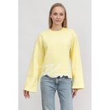 Karl Lagerfeld Signature Bisiklet Yaka Sweatshirt, S, 231W1813, Sarı, kadın
