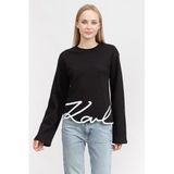 Karl Lagerfeld Signature Bisiklet Yaka Sweatshirt, XS, 877925, siyah, kadın