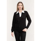 Karl Lagerfeld Signature Collar V Yaka Sweatshirt, S, B1W20020, Siyah, kadın