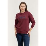Karl Lagerfeld Signature Sequins Bisiklet Yaka Sweatshirt, L, A4W20041, Bordo, kadın