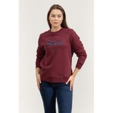 Karl Lagerfeld Signature Sequins Bisiklet Yaka Sweatshirt, XL, A4W20041, Bordo, kadın