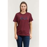 Karl Lagerfeld Signature Sequins Bisiklet Yaka T-Shirt, S, A4W17052, Bordo, Kadın