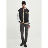 Karl Lagerfeld Siyah-Beyaz Logo Bomber Mont, L, 5003218279, Siyah - Beyaz, Erkek