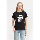 KARL LAGERFELD Siyah Pamuklu T-Shirt, S, 230W1704, SİYAH, Kadın