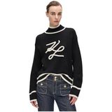 Karl Lagerfeld Soutache Autograph Kadın Triko, Siyah, XS