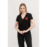 Karl Lagerfeld V Yaka T-Shirt, M, A1W17116, Siyah, Kadın