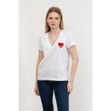 Karl Lagerfeld V Yaka T-Shirt, S, A1W17116, Beyaz, Kadın