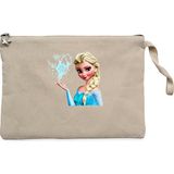 Karlar Ülkesi Elsa Face Krem Clutch Astarlı Cüzdan / El Çantası - 25x18cm