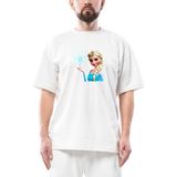 Karlar Ülkesi Elsa Face Oversize Beyaz Tişört - XL