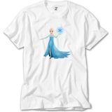 Karlar Ülkesi Elsa Siluet Beyaz Tişört - 3XL