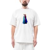 Karlar Ülkesi Elsa ve Anna Oversize Beyaz Tişört - XL
