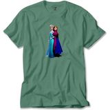 Karlar Ülkesi Elsa ve Anna Yeşil Tişört Liyada - 3XL