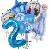 Karlar Ülkesi Frozen Konsept Yaş Doğum Günü Konsepti Frozen Elsa Temalı Balon Seti - Mavi - Gümüş - 2 YAŞ