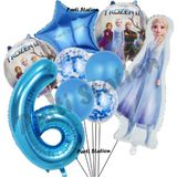 Karlar Ülkesi Frozen Konsept Yaş Doğum Günü Konsepti Frozen Elsa Temalı Balon Seti - Mavi - Gümüş - 6 YAŞ