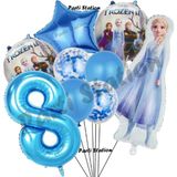 Karlar Ülkesi Frozen Konsept Yaş Doğum Günü Konsepti Frozen Elsa Temalı Balon Seti - Mavi - Gümüş - 8 YAŞ