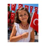 Karlay Türk Bayrak Detaylı Kırmızı Çocuk Kolye ve Bileklik Seti 23 Nisan / 19 Mayıs