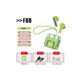 Karler Bass F08 Dijital Şarj Göstergeli Tws Bluetooth Kulaklık - Yeşil