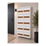 Karlı Home 5+5 Beyaz Desenli 16 Çift Kapasiteli Metal Ayakkabılık