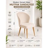 Karlı Home Babyface Yönsüz Kumaş Ceviz Ahşap Ayaklı Modern Yemek Odası Mutfak Sandalyesi - Krem - Bej