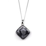 Karlı Obsidyen Doğal Taş Piramit Model Kolye