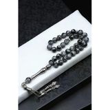 Karlı Obsidyen Doğal Taş Tesbih 8 Mm Küre Kesim Tsb-0577