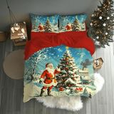 Karlı Yılbaşı Temalı Baskılı Çift Kişilik Nevresim Takımı - Renkli - 200 x 220 cm