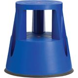 Karlobi - Kaydırmaz Devrilmez Tekerlekli Mavi Tabure - 2 Basamaklı Plastik Kaymaz Yuvarlak Tabure - Tekerli Plastik Tabure - 415 x 283 x 420 mm