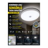 Karluna 18W LED Sensörlü Tavan Armatürü 6500K Beyaz Işık Hareket Sensörlü Sıva Üstü Tavan Lambası Tak Çalıştır Ampulsüz,Tavan glop,Sensörlü Lamba