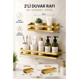 KARMA KONSEPT Banyo Rafı 2'li Set Duvara Monte Şampuan Rafı Kozmetik Düzenleyici Organizer -mutfak rafı - paslanmaz çelik banyo rafı, şampuan rafı, duvara monte, organizer