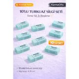 Karmaofis 10'lu Turkuaz Pastel Silgi Seti | Tozsuz Iz Bırakmayan Yumuşak Silgi | Okul Ofis Çizim