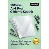 KarmaOfis 160 Micron A4 Şeffaf PVC Ciltleme Kapağı Dayanıklı ve Profesyonel Sunum Kapakları