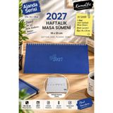 KarmaOfis 2027 Haftalık Masa Sümeni 16x33 cm Spiralli Masaüstü Planlayıcı Ajanda – Lacivert