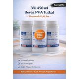 KarmaOfis 3’lü Beyaz Pva Tutkal 450 ml | Ekonomik Üçlü Set, Çok Amaçlı Yapıştırıcı