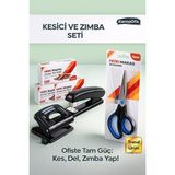 KarmaOfis 4'lü Ofis Kırtasiye Seti: Zımba, Delgeç, Makas ve 3000 Tel