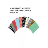 Karmaofis 50X70 Cm Desenli Fon Kartonu 10'Lu Karışık Renk