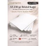 KarmaOfis A5 230 gr Bristol Kağıt 50 Adet – Kalın, Pürüzsüz, Marker & Teknik Çizim Uyumlu Profesyonel Kağıt