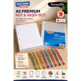 KarmaOfis A5 4 Delikli 230 Gr Çizgisiz Kağıt Seti 50 Yaprak + 25 Poşet Dosya + 8 Renk İnce Uçlu Tükenmez Kalem