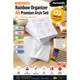 KarmaOfis A5 4 Delikli Çizgisiz Kağıt Seti 100 Yaprak + 25 Poşet Dosya + 8 Renk Kalem Organizer Uyumlu