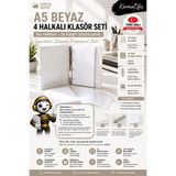 KarmaOfis A5 Beyaz 4 Halkalı Klasör Seti 100 Yaprak 80 gr Kağıt + 25 Poşet Dosya Yerli Üretim